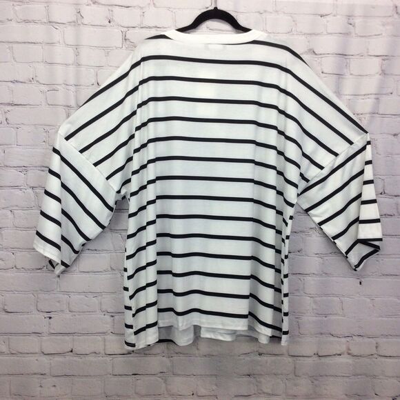 Bloomchic T Shirt Womens Plus Size 26 Black White Striped Oversized V Neck Beach - Picture 9 of 10
